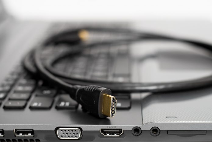 HDMI Cable on computer close up shot